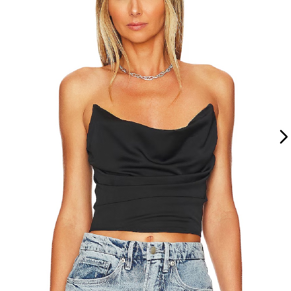 NWT Lovers + Friends Adler top Revolve black bustier strapless corset L